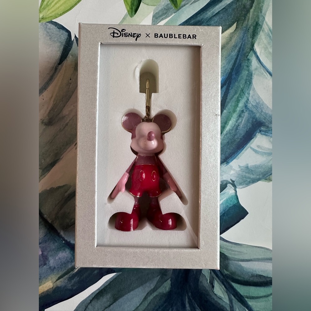 Disney x Baublebar Mickey enamel bag charm- Pink Monochromatic NWT